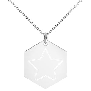 Engraved Silver Hexagon Necklace