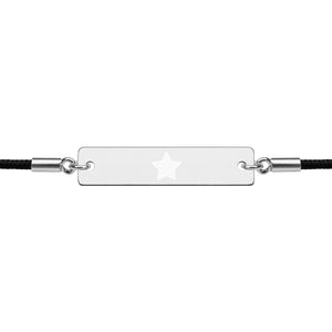 Engraved Silver Bar String Bracelet